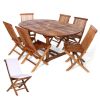 7-Piece Oval Extension Table Folding Chair Set with Royal White Cushions