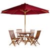 6-Piece 4-ft Teak Octagon Folding Table Set with Red Umbrella