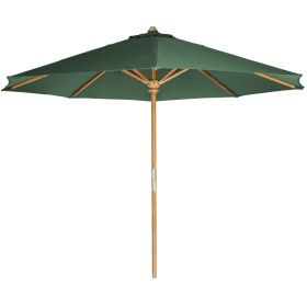 10-ft Teak Market Umbrella with Green Canopy