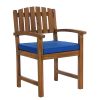 5-Piece 4-ft Teak Octagon Folding Table Set with Blue Cushions