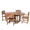 5-Piece Oval Extension Table Dining Chair Set with Blue Cushions