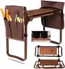 Heavy Duty Widen Garden Kneeler and Seat Bench Folding Garden Workseat with EVA Foam Kneeling Pad and Dual Pouch