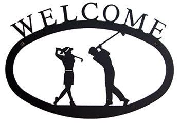 Two Golfers - Welcome Sign Large