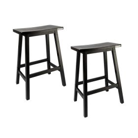 Free shipping  Basics Classic Solid Wood Saddle-Seat Counter Stool with Foot Plate - 24", Black, 2-Pack  YJ