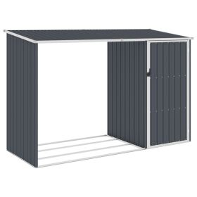 Garden Firewood Shed Anthracite 96.5"x38.6"x62.6" Galvanized Steel