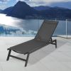 Outdoor Chaise Lounge Chair; Five-Position Adjustable Aluminum Recliner; All Weather For Patio; Beach; Yard; Pool(Grey Frame/Black Fabric)