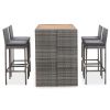 5 Piece Patio Bar Set Poly Rattan and Acacia Wood Gray