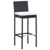 7 Piece Patio Bar Set with Cushions Poly Rattan Black