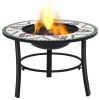 Mosaic Fire Pit Green 26.8" Ceramic