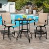 2pcs Wrought Iron Swivel Bar Chair Patio Swivel Bar Stools Black