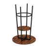 Double Layer Round Bar Table with 2 Bar Stools PU Soft Seat Back Breakfast table.