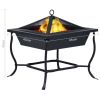 Fire Pit Black 17.7"x17.7"x17.7" Steel