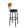 Double Layer Round Bar Table with 2 Bar Stools PU Soft Seat Back Breakfast table.