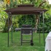 Outdoor Grill Gazebo 8 x 5 Ft; Shelter Tent; Double Tier Soft Top Canopy and Steel Frame with hook and Bar Counters; -Brown