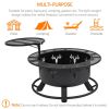 32" Round Black Finish Iron Fire Pit