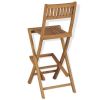 Folding Patio Bar Stools 2 pcs Solid Teak Wood