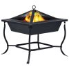 Fire Pit Black 17.7"x17.7"x17.7" Steel