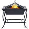 Fire Pit Black 17.7"x17.7"x17.7" Steel