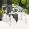 Patio Outdoor Bench; White Cast-Aluminum Garden Benches Metal Loveseat Outdoor Furniture for Park Lawn Front Porch