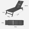 Outdoor Chaise Lounge Chair; Five-Position Adjustable Aluminum Recliner; All Weather For Patio; Beach; Yard; Pool(Grey Frame/Black Fabric)