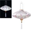 12" Chinese Cloth Lantern Traditional Festival Lampshade UFO Shaped Decorative Hanging Paper Lantern, Grey Butterfly Floral