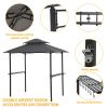 Outdoor Grill Gazebo 8 x 5 Ft, Shelter Tent, Double Tier Soft Top Canopy and Steel Frame with hook and Bar Counters, Grey-dk