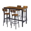 Bar Table Set with 4 Bar stools with backrest