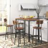 Bar Table Set with 4 Bar stools with backrest