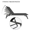 Outdoor Chaise Lounge Chair; Five-Position Adjustable Aluminum Recliner; All Weather For Patio; Beach; Yard; Pool(Grey Frame/Black Fabric)