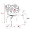 Outdoor Patio Bench; Garden Bench All-Weather Cast Aluminum Loveseat for Lawn Front Porch Path Yard Decor Deck Furniture White