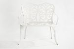 Outdoor Patio Bench; Garden Bench All-Weather Cast Aluminum Loveseat for Lawn Front Porch Path Yard Decor Deck Furniture White