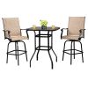 2pcs Wrought Iron Swivel Bar Chair Patio Swivel Bar Stools Black