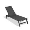 Outdoor Chaise Lounge Chair; Five-Position Adjustable Aluminum Recliner; All Weather For Patio; Beach; Yard; Pool(Grey Frame/Black Fabric)