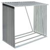 Garden Log Storage Shed Galvanized Steel 64.2"x32.7"x60.6" Gray