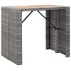 5 Piece Patio Bar Set Poly Rattan and Acacia Wood Gray