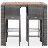 5 Piece Patio Bar Set Poly Rattan and Acacia Wood Gray