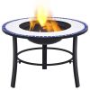 Mosaic Fire Pit Blue and White 26.8" Ceramic