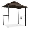 Outdoor Grill Gazebo 8 x 5 Ft; Shelter Tent; Double Tier Soft Top Canopy and Steel Frame with hook and Bar Counters; -Brown