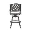 Patio Outdoor Aluminum Bar Stool With Cushion; Set of 2; Navy Blue