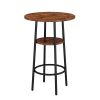 Double Layer Round Bar Table with 2 Bar Stools PU Soft Seat Back Breakfast table.