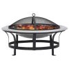 Outdoor Fire Pit with Grill Stainless Steel 29.9"