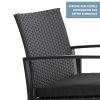 3 Pieces Patio Set Outdoor Wicker Patio Furniture Sets Modern Set Rattan Chair Conversation Sets with Coffee Table for Yard and Bistro (Black) RT