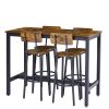 Bar Table Set with 4 Bar stools with backrest