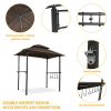 Outdoor Grill Gazebo 8 x 5 Ft; Shelter Tent; Double Tier Soft Top Canopy and Steel Frame with hook and Bar Counters; -Brown