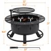 32" Round Black Finish Iron Fire Pit