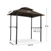 Outdoor Grill Gazebo 8 x 5 Ft; Shelter Tent; Double Tier Soft Top Canopy and Steel Frame with hook and Bar Counters; -Brown