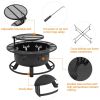 32" Round Black Finish Iron Fire Pit