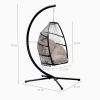 Outdoor Patio Wicker Folding Hanging Chair,Rattan Swing Hammock Egg Chair With C Type Bracket , With Cushion And Pillow