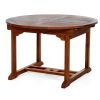 5-Piece 4-ft Teak Round Folding Table Set with Blue Cushions