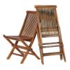 5-Piece 4-ft Teak Round Folding Table Set Folding Chair Set